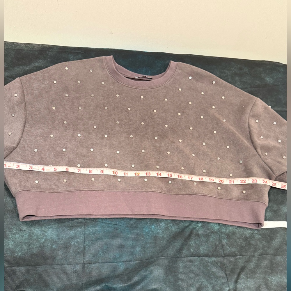 🔥Zara Women’s Studded Brown Cropped Sweatshirt Size S NWOT🔥 - Picture 5 of 5
